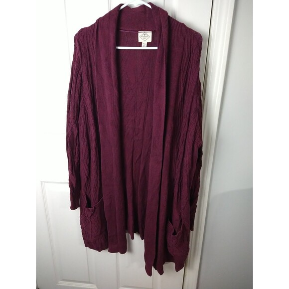 St Johns Bay Woman PXXL Purple Marble Cardigan Tunic Duster Cable Knit Casual - Picture 1 of 9
